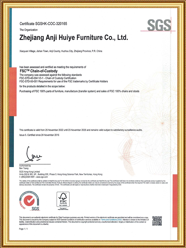 HUIYE FSC certificate  2022 Nov