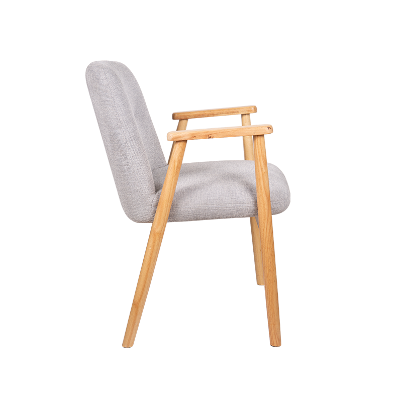 Rubber Wood Arm Rest Upholstered Dining Chair