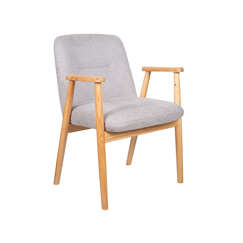 Rubber Wood Arm Rest Upholstered Dining Chair