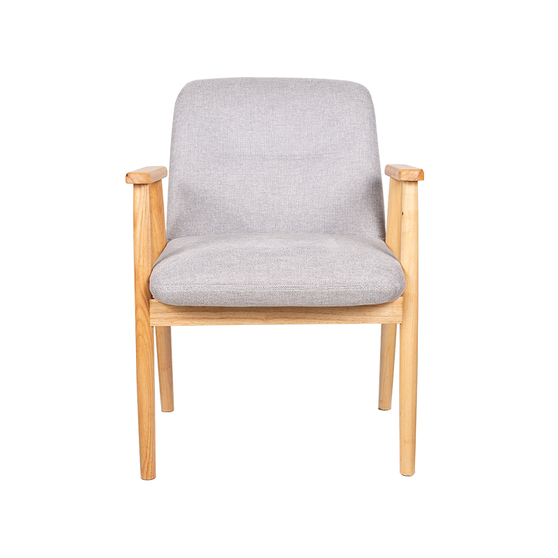 Rubber Wood Arm Rest Upholstered Dining Chair